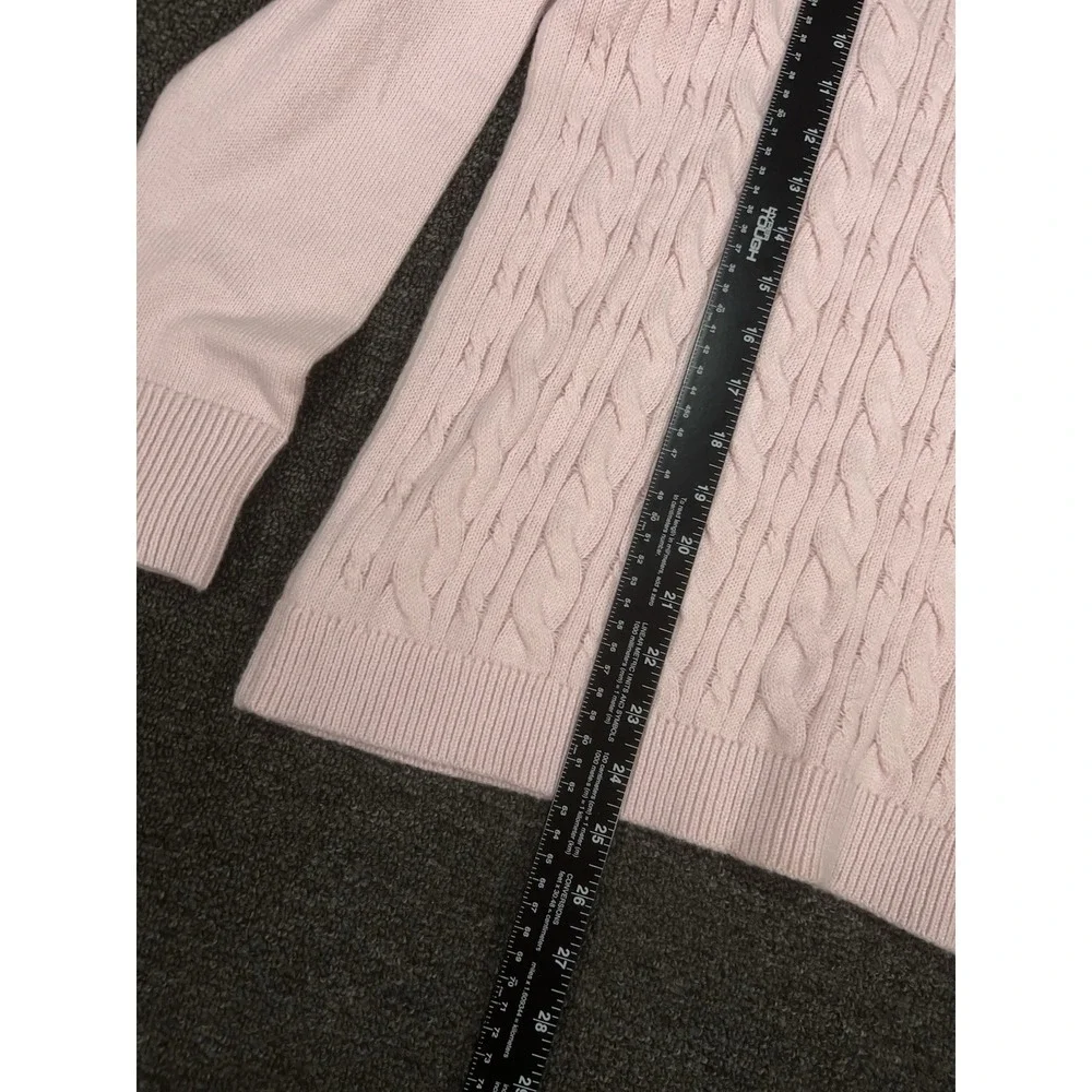 New‎ Talbots Sweater Women's Petite Large PL Pink Cable Knit Preppy Pullover